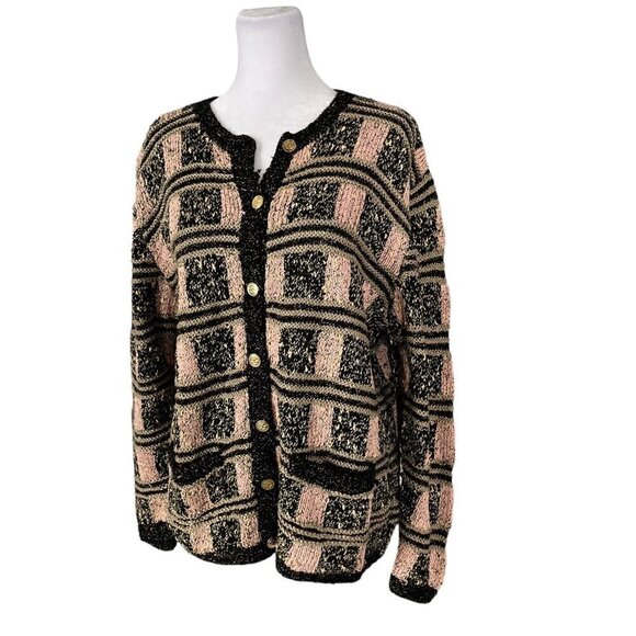 Peruvian Connection Knit Pima Cotton Cardigan Sweater Size Medium - Picture 2 of 5